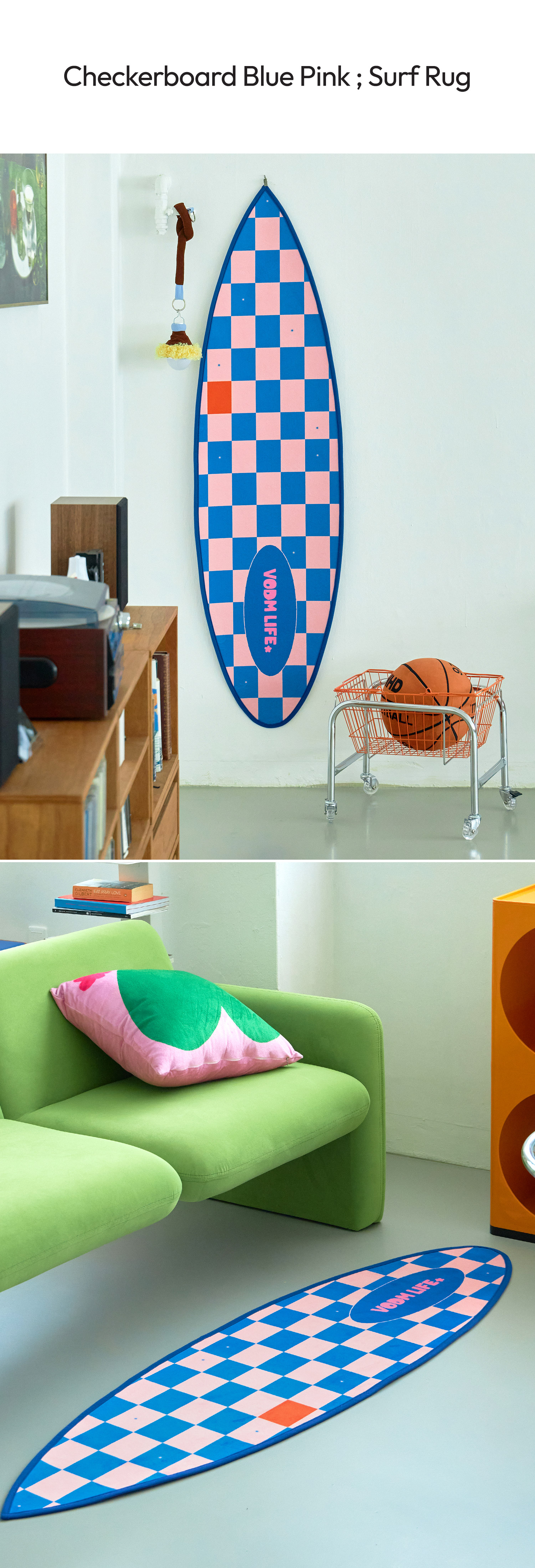 Checkerboard Blue Pink ; Surf Rug