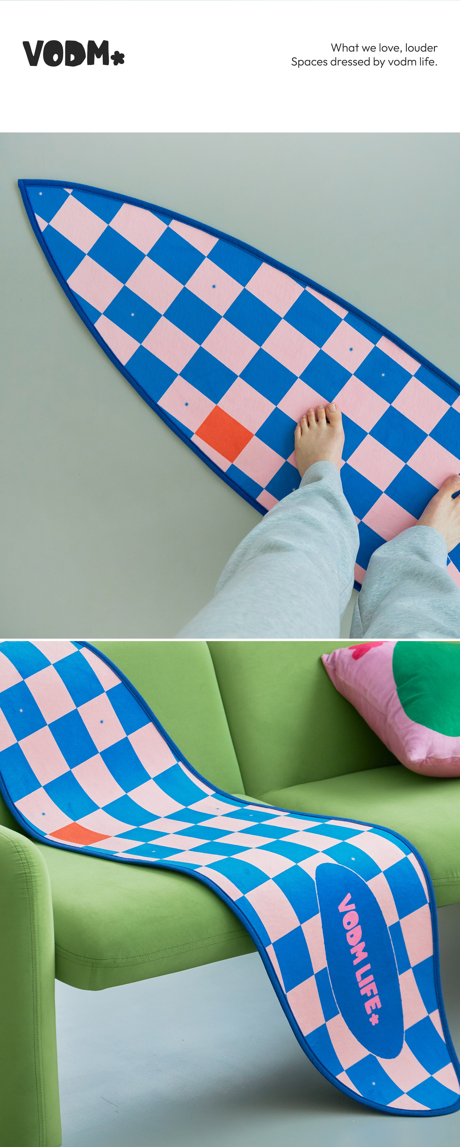 Checkerboard Blue Pink ; Surf Rug