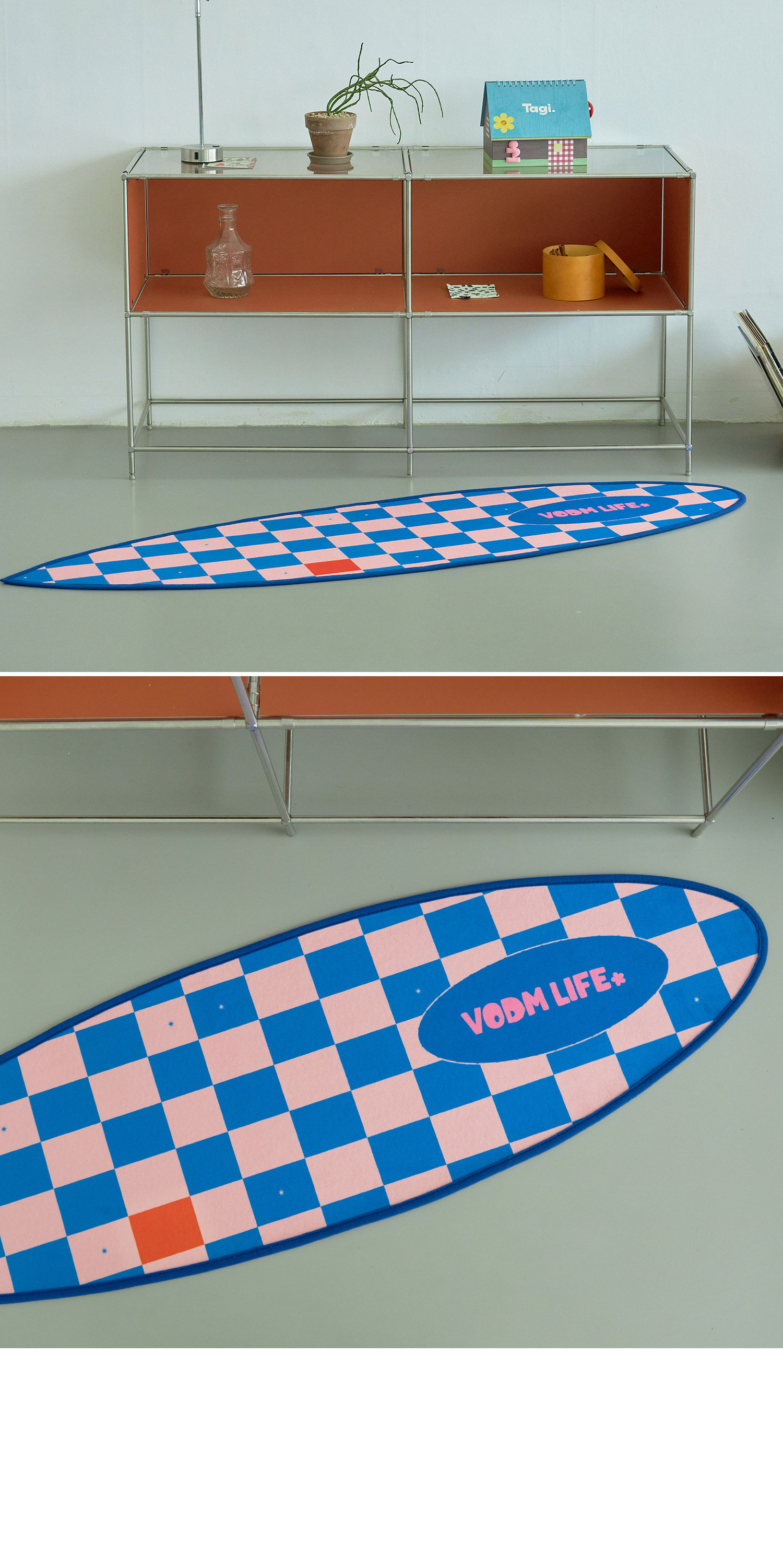 Checkerboard Blue Pink ; Surf Rug
