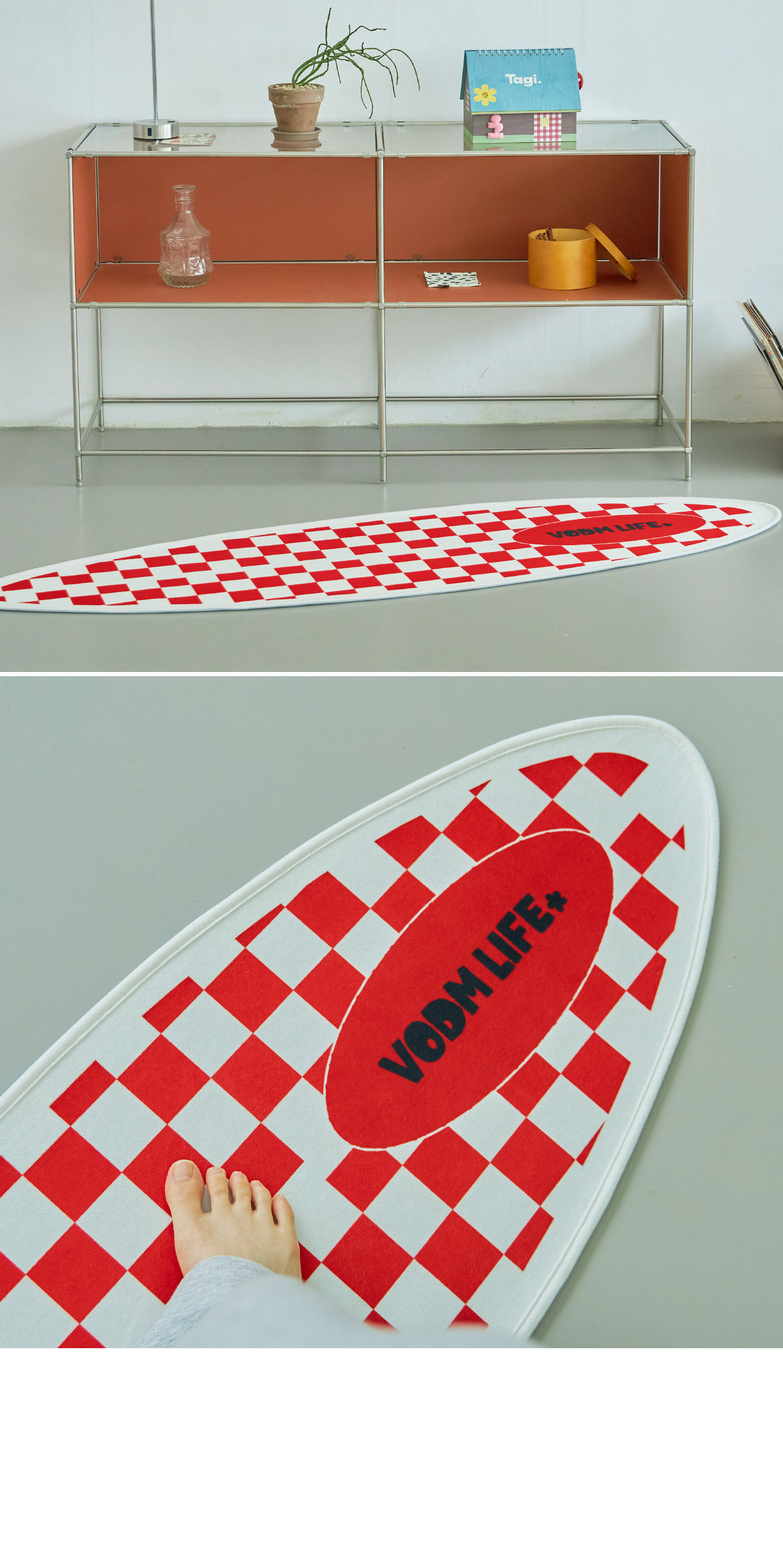 Checkerboard Red ; Surf Rug